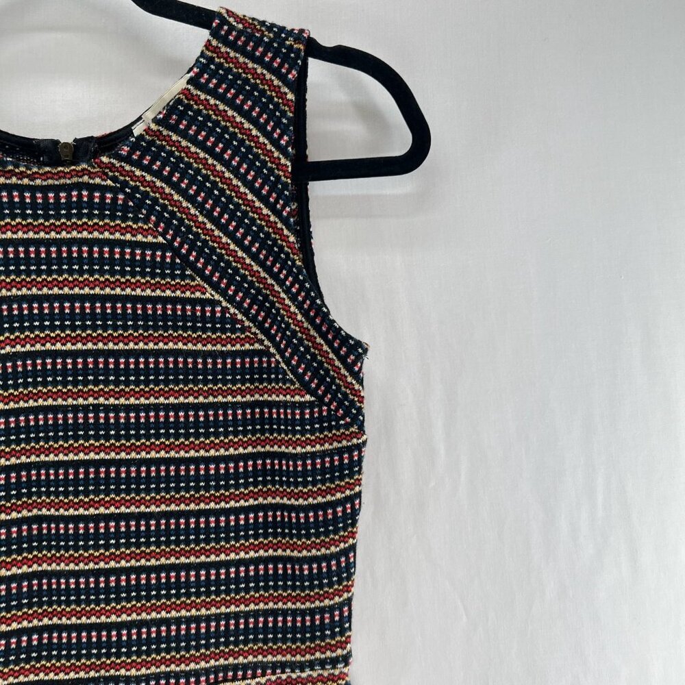 Mystic Bodycon Mini Dress Womens S Sleeveless Back Zip Striped Knit Multicolor - Picture 5 of 11
